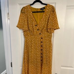 Mustard yellow floral dress